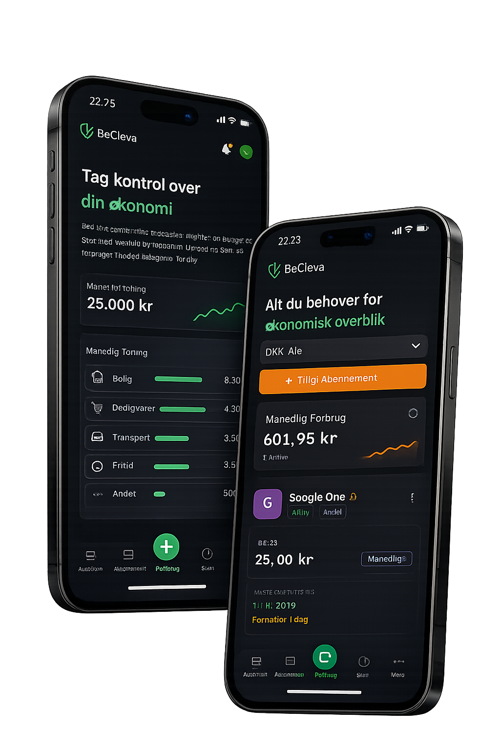 BeCleva app på mobil